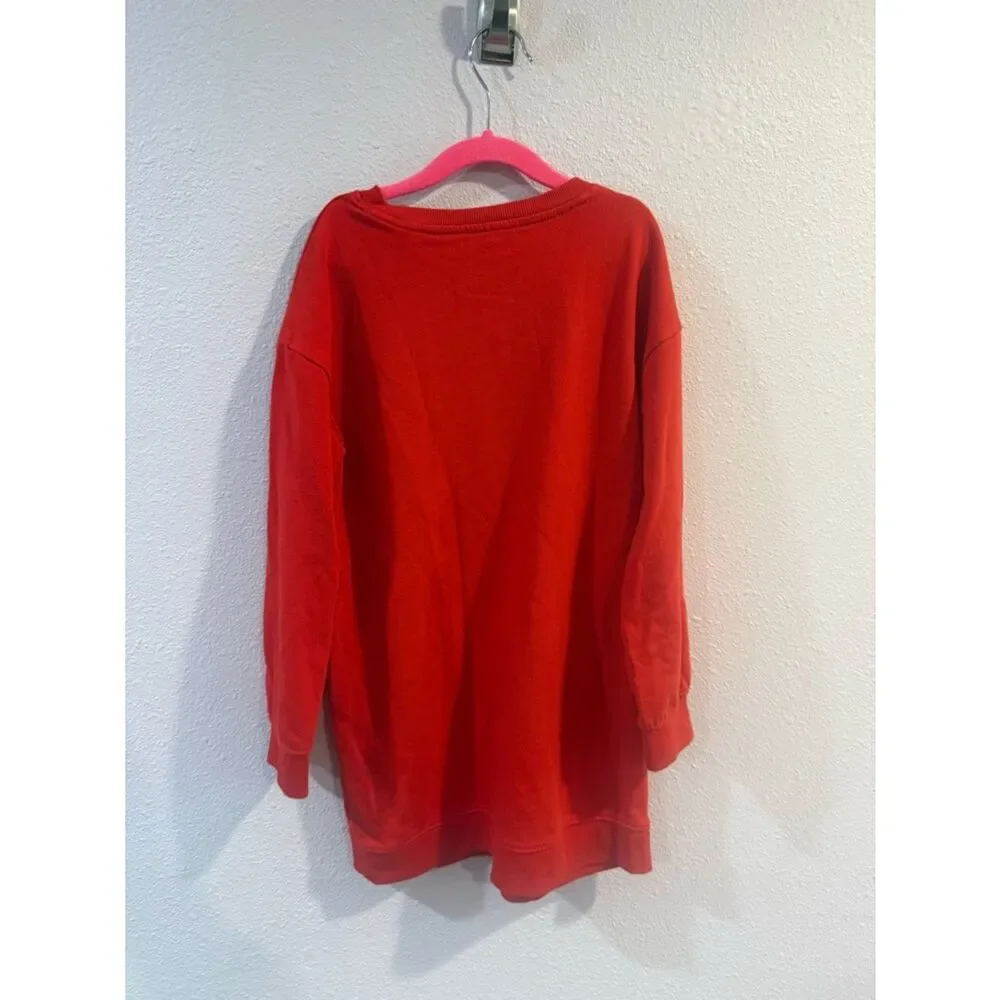 Cat & Jack Red Heart Appliqué Sweatshirt Dress Sz M (8)